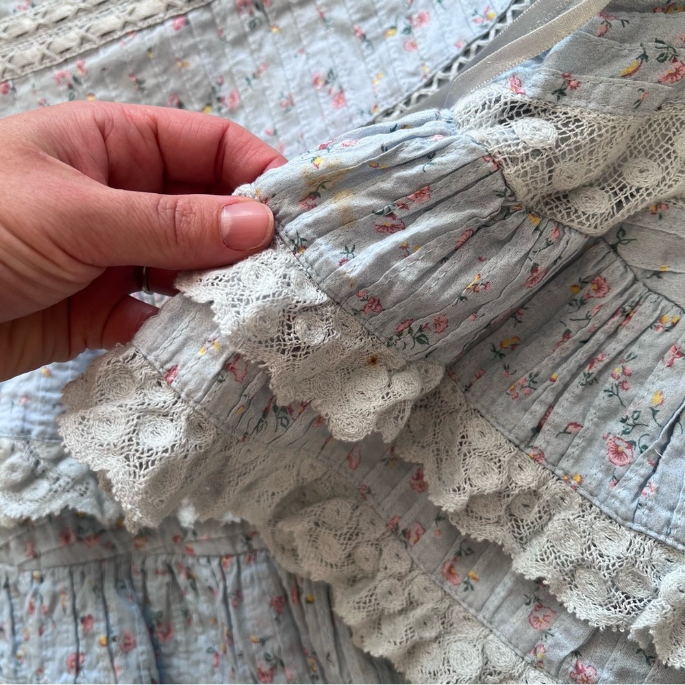 Loveshackfancy bara blue tiered ruffled mini skirt - Picture 7 of 12